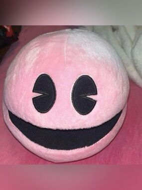 Plush Pink pac-man Face Pillow